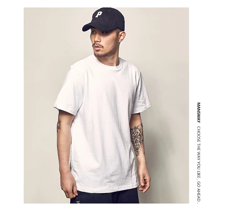 Đường nam mùa hè New American Casual Màu rắn Áo thun ngắn tay Áo sơ mi nam Joker hợp thời trang Vòng cổ cotton TEE áo thun polo
