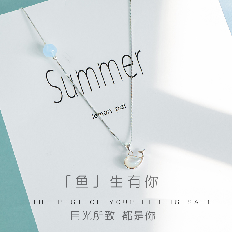 925 Pure Silver Necklace Woman Lock Bone Chain Han Edition Brief Temperament Student Sentie Net Red Crystal Item Bursting Birthday
