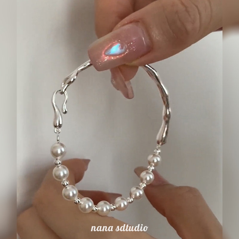 925 Sterling Silver Natural Pearl Open Bracelet for Women 2023 New Popular Bracelet ins Niche Light Luxury High-End Feel