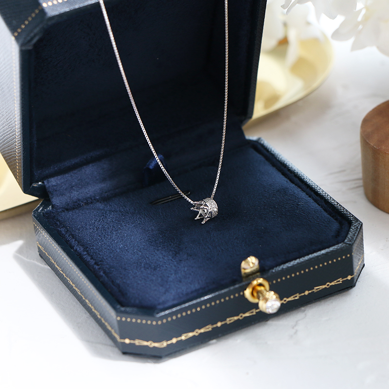 925 pure silver crown necklace woman light lavish minimalist about temperament 100 hitch-lock bone chain women's small crowdsourced design