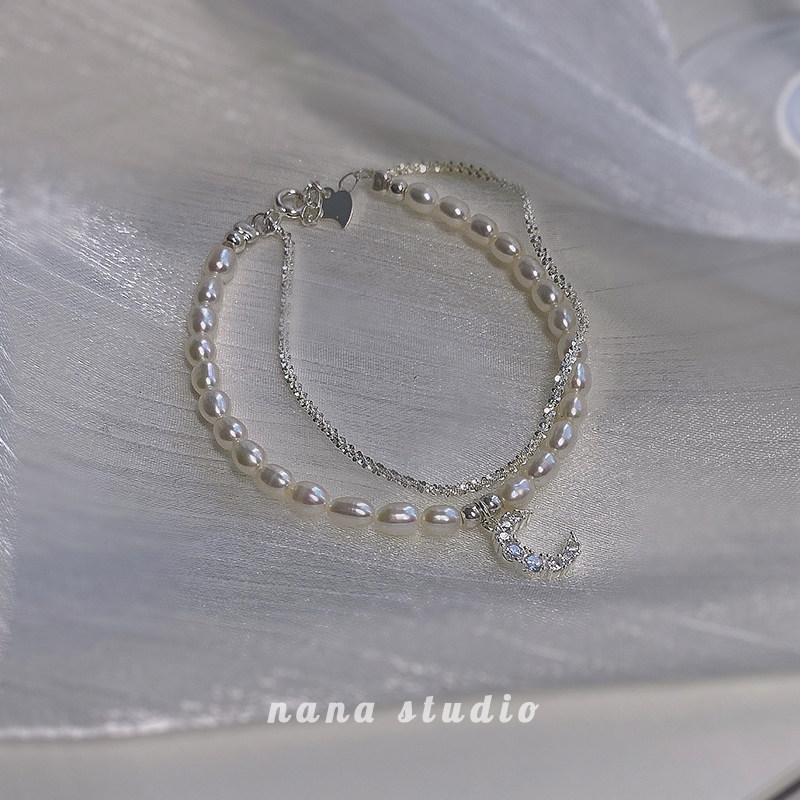 Sparkling galactic natural pearl handmade female summer polo light clear clear silver with no color small crowdsourced design light and luxurious