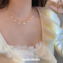 Natural Freshwater Pearl Lock Bone Chain Light Extravaganza Superior Sensation Flow Su Necklace Woman Retro Palace 2022 New 2022
