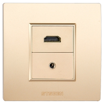 Type 86 wall concealed multimedia panel gold video 4K high-definition cable HDMI 3 5 audio headphone socket