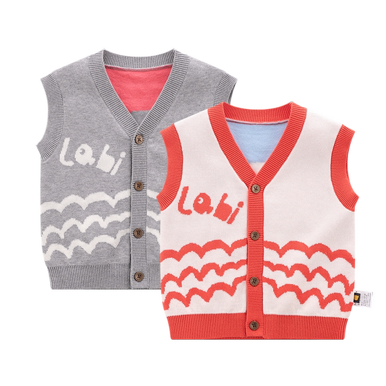 
Rabbi children's cardigan vest 2025 spring new style boys and girls knitted tops fashionable baby sweater