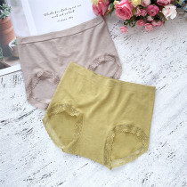 Two pretty woven panties Sexy lace comfortable Modal cotton seamless plus high waist womens hip pants