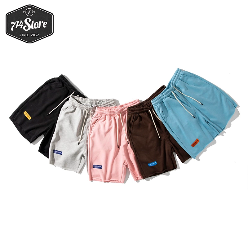 714Store Pure Color Quần short thể thao giản dị Mùa hè Nam thanh niên Loose Straight Quần lót chạy bộ Wu Hang YY12 - Quần short