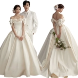 Новая фотостудия элитной тематической одежды для свадебной фотографии на одно плечо с цветочным узором для фотосессии атласная юбка-пачка