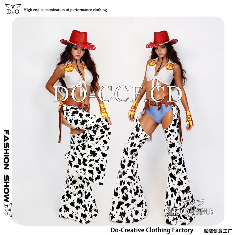 Doccfcd Bar Nightclub Stage Gogo Sexy High-Waisted Western Cowboy Toy Story Jessie Performance Costume