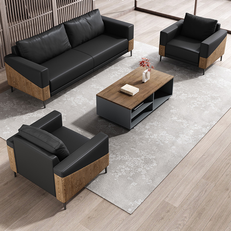 Office Sofa Coffee Table Combination Set Reception Small Reception Simple Leisure Rest Area Negotiate Business Leather