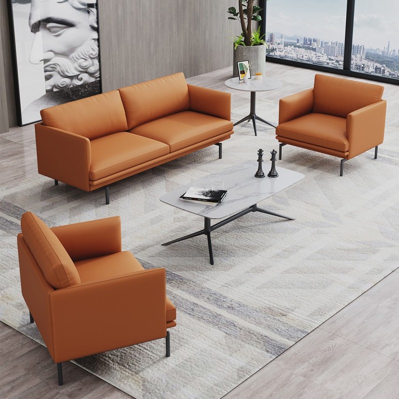 Nordic Italian Style Minimalist Industrial Wind Office Sofa Tea Table Combo Business guests in talks to receive real leather sofas