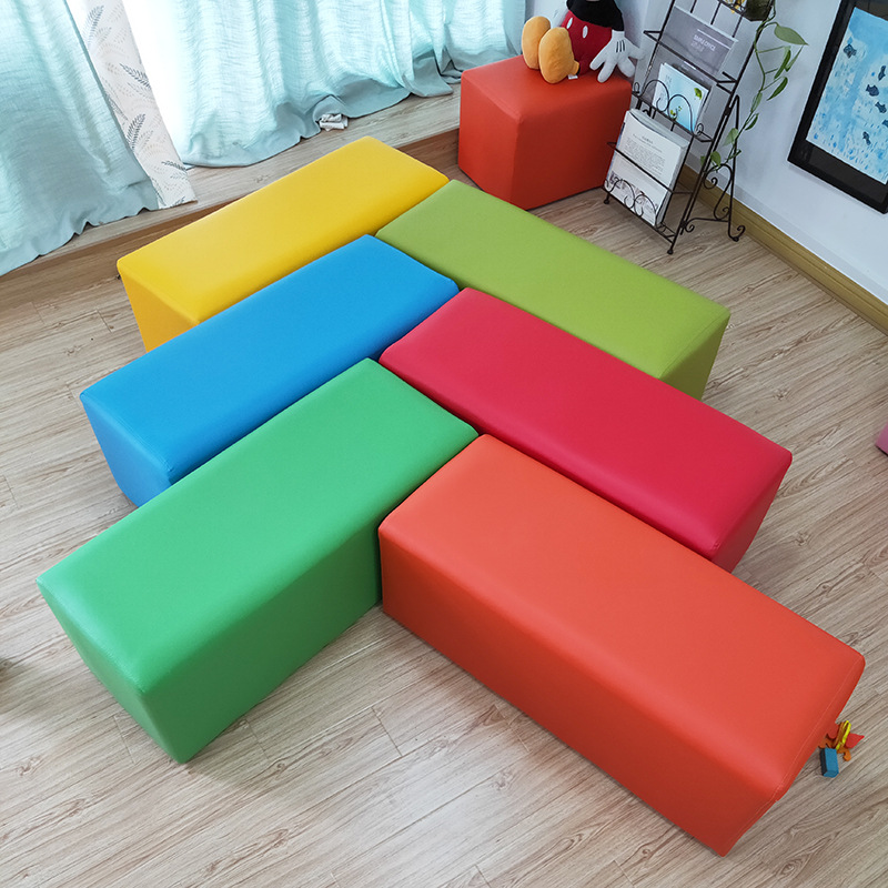 Children's stool early education center sofa stool soft bag bench kindergarten color leather stool factory direct sales