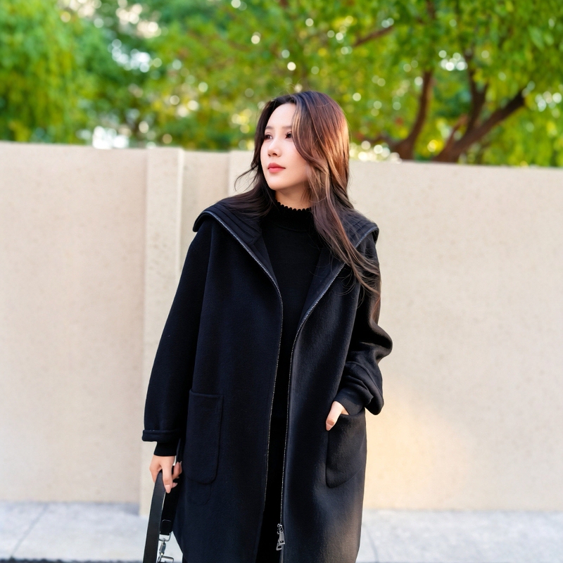 Plus Size Women's Clothing for April 9Th, Fat mm 2026 Winter, Australian Wool Cashmere Elegant Double-Sided Woolen Coat