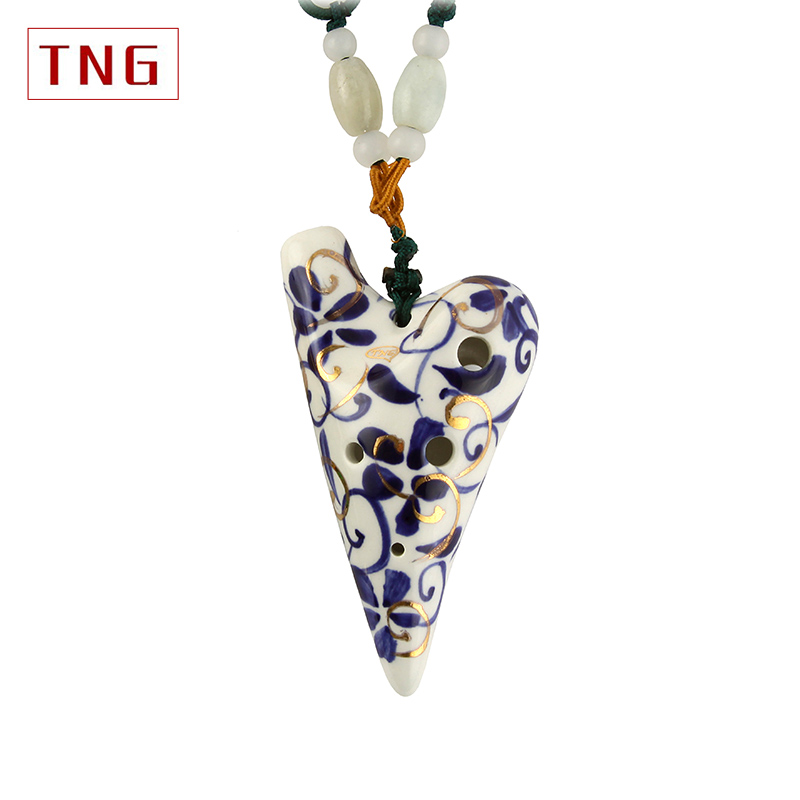 Taiwan TNG 6-hole super treble F key 6SF gun-shaped blue and white porcelain cute mini pendant ocarina