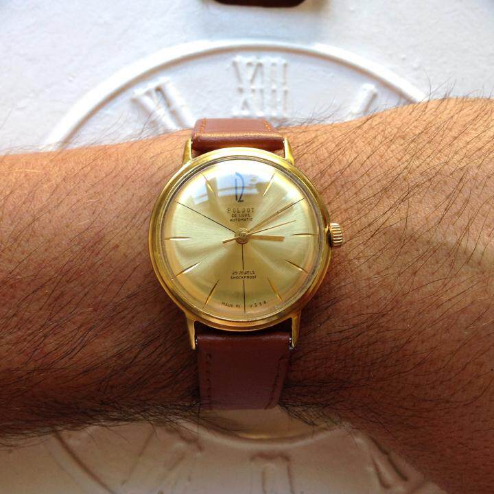 Винтажные наручные часы 海外代购automatic◇古着苏联复古经典金色表盘男士自动机械手表