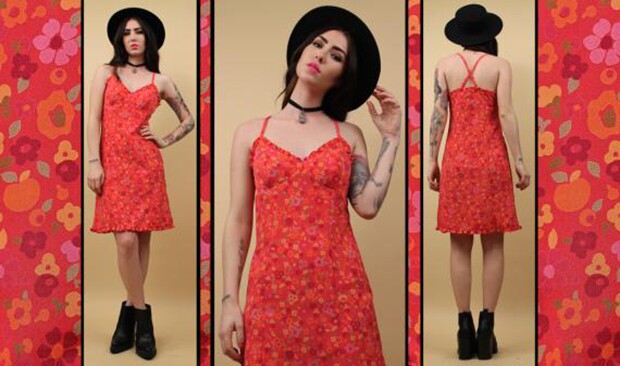 American Elegant ▲Vintage 1990s fashion mini suspender dress