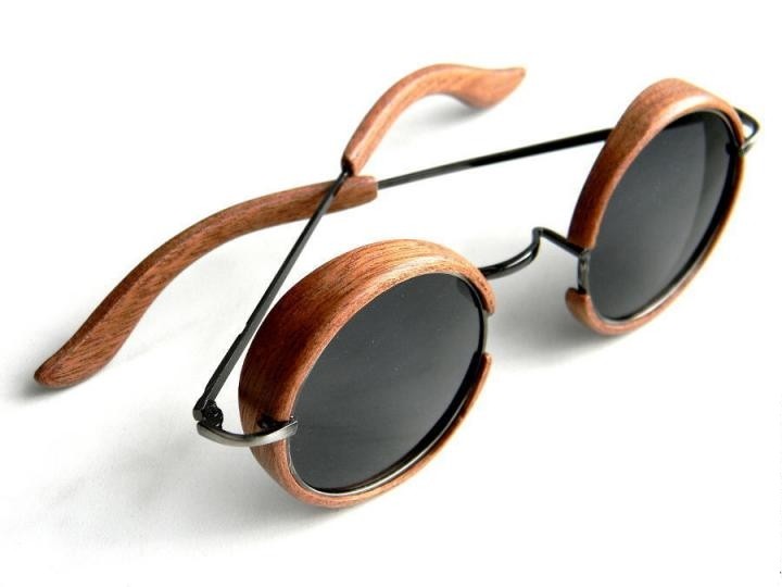 Handmade㊣Russia Handmade Retro Anti-UV Round Comfortable Wooden Glasses Sunglasses