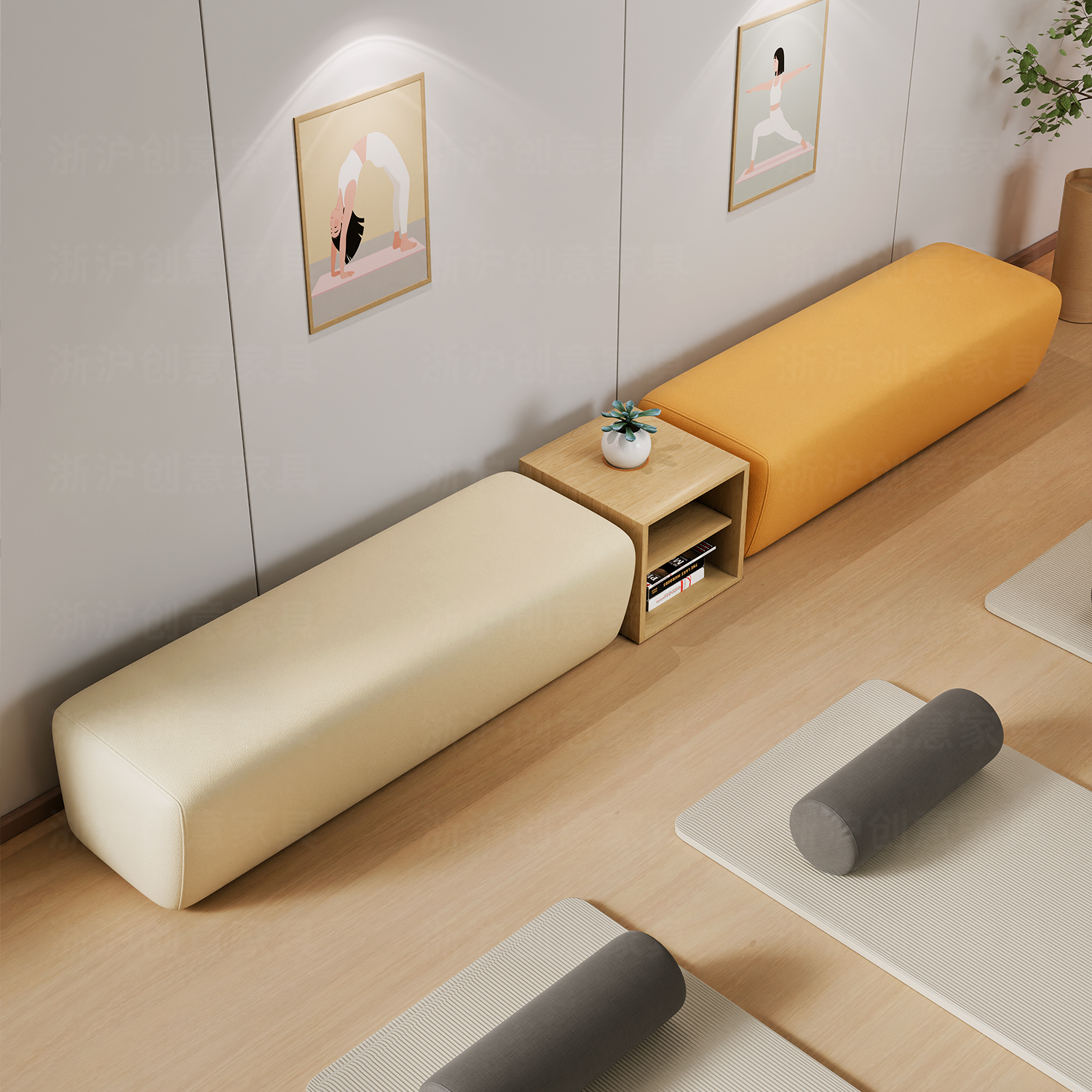 Скандинавский современный минималистский коммерческий офис для занятий йогой, тематический диван на длинной палубе, детская зона отдыха, сочетание стойки регистрации