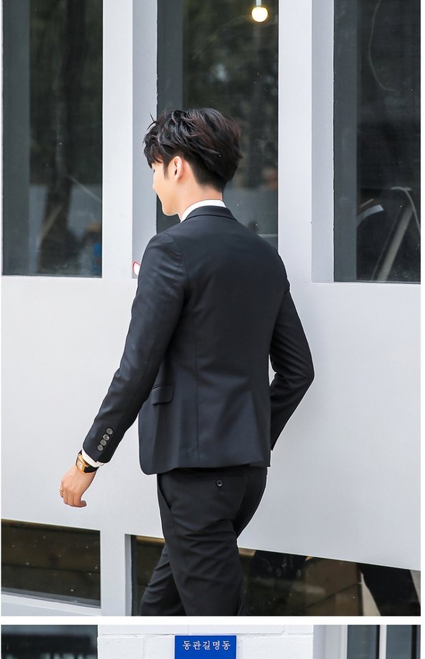 Bộ đồ vest nam thanh lịch mỏng phù hợp với chú rể màu hồng thời trang giản dị nhỏ phù hợp với nam doanh nhân bộ đồ ba mảnh quần kaki nam đẹp