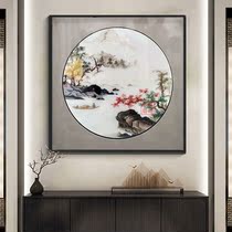  Su embroidery finished hanging painting porch cabinet living room round square decorative painting pure handmade embroidery New Chinese silk embroidery products