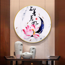  Su embroidery finished hanging painting round lotus nine fish figure hand embroidery bedroom entrance decorative painting embroidery Modern Chinese style
