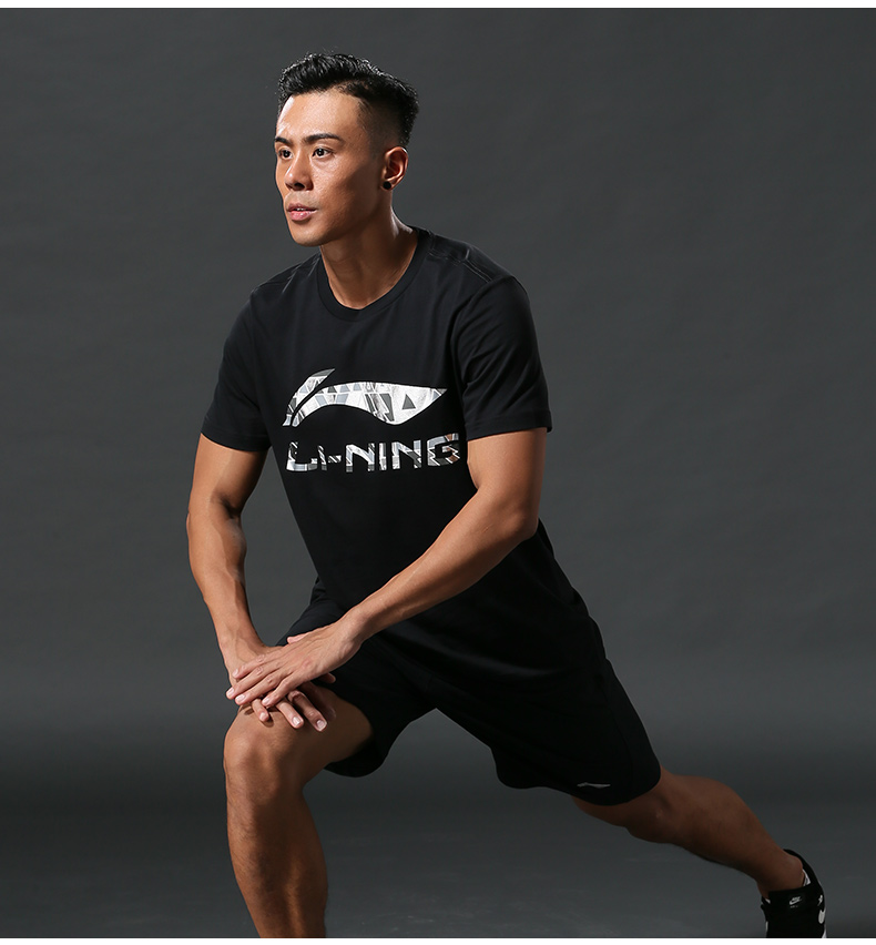 Li Ning Thể Thao Phù Hợp Với Nam Giới Mùa Hè Chạy Hai mảnh Tập Thể Dục Đặt Quần Short Giản Dị Ngắn Tay Áo Tập Thể Dục Đặt Người Đàn Ông bộ nỉ adidas