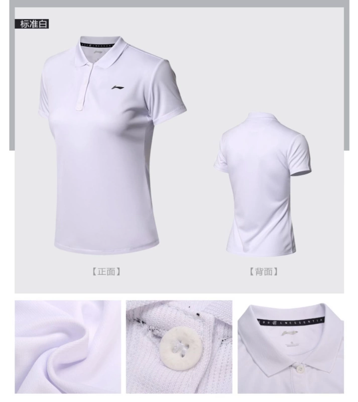 Li Ning áo sơ mi polo ngắn tay phụ nữ loạt đào tạo mới quần áo thể thao ve áo thể thao ngắn APLN004 - Áo polo thể thao