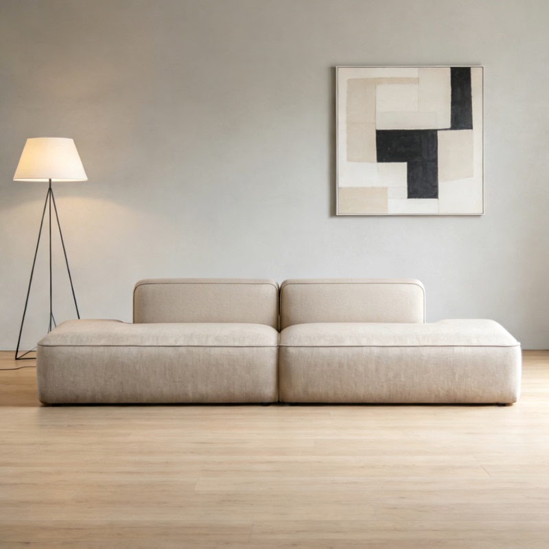 Living Room Straight-Line Fabric Sofa, Cotton and Linen Modular Combination, Nordic Simple Style, Armless, New Office Model, in Stock