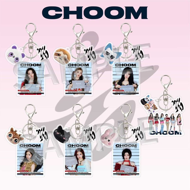 Babymonster Merchandise New Album Choom Keychain Pendant Transparent Acrylic Same Style Ahyeon Double-Sided