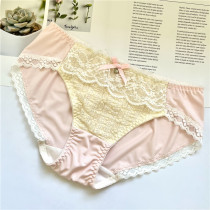Pink sweet mid-low waist ultra-delicate silky foreign trade underwear women without trace light milk silk ladies underwear