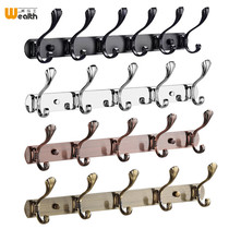 Non-perforated stainless steel American clothes hook black row hook black row bedroom door rear adhesive hook hanger coat hook wall hanging