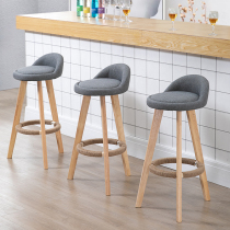 Solid wood bar stool Modern simple high stool Household backrest chair bar stool bar chair Front desk chair Milk tea shop chair