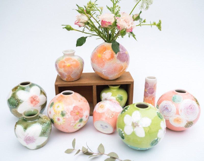 Japan Import Sedo Burn Hand-painted and painted Blossom Pocket Vase Desk Face Furnishing Wedding Gift Gift