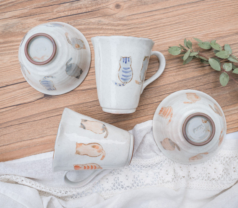 Spot Japan Setoyaki Hand-painted Painted Cat Mug Coffee Cup Milk Cup Tea Cup Gifts