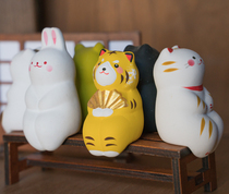 Spot Japanese Kyoto Dragon tiger for vegetarian clay cute rabbit squatting and cat people occasionally on-board decoration