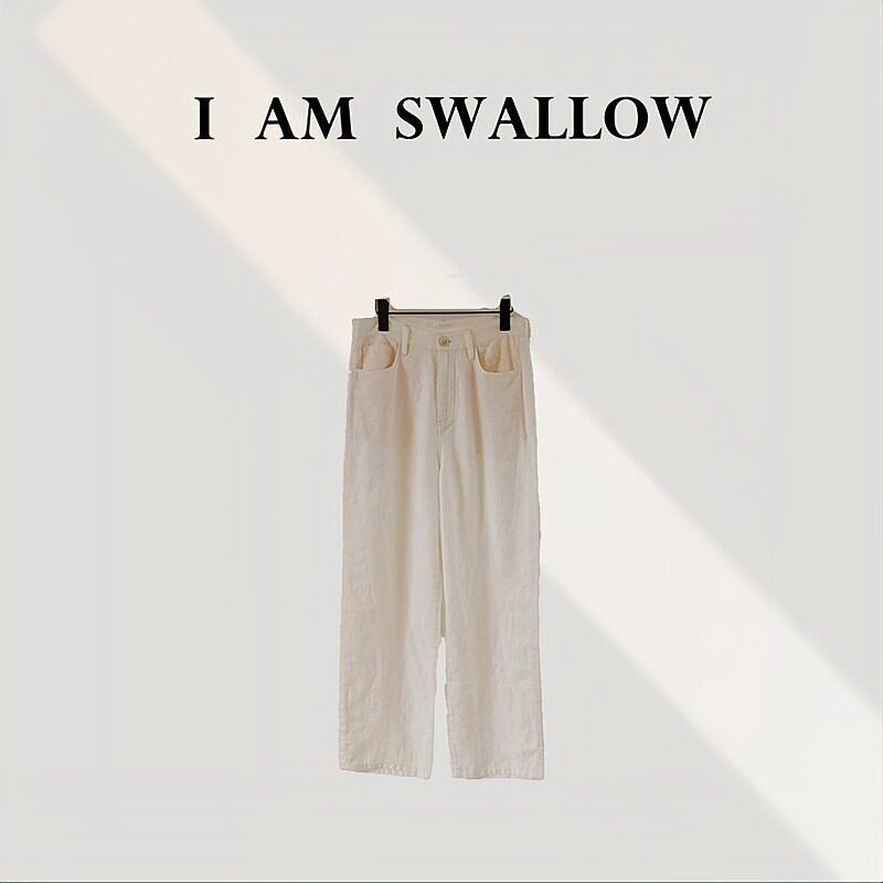 【A/M Swallow】Linen Pure White Jeans W-1227 # 1580