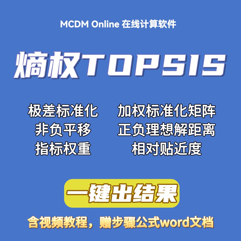 (Package) Entropy Weight Topsis Online Calculation Software, a Software for Calculating First-Level Indicators and Overall Relative Rankings