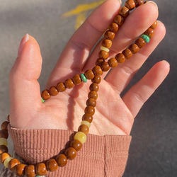 자연 요리사 Bodhi Old Bead 밀 밀랍 청록색 교통 조명 팔찌 플레이
