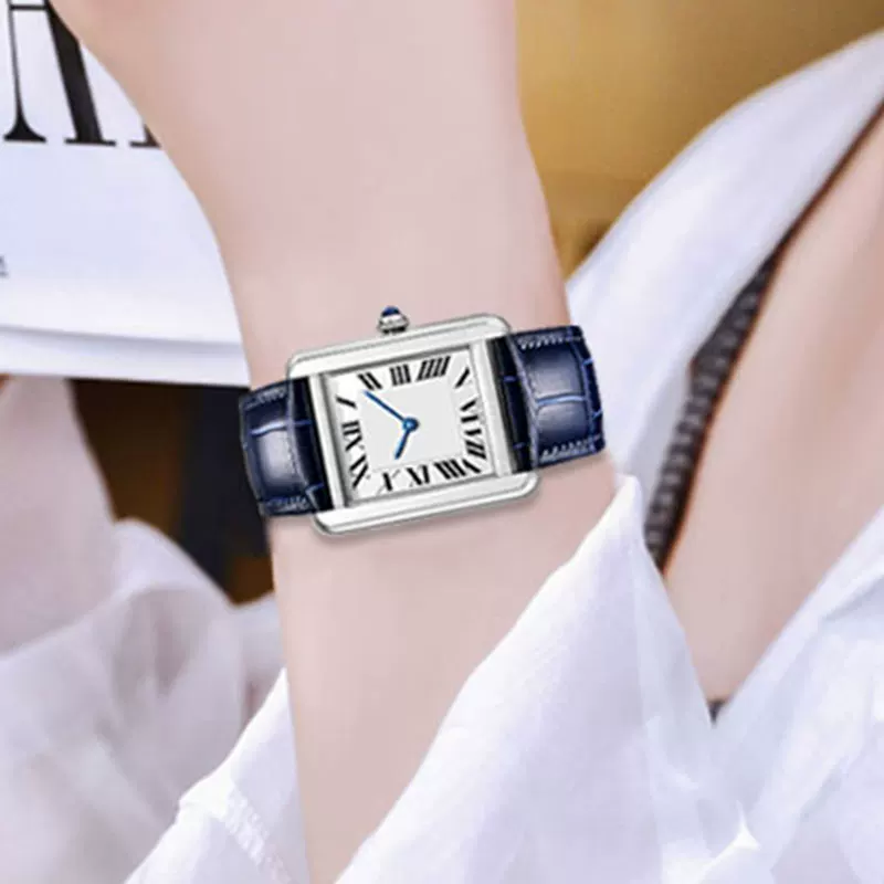 Ремешок для часов Cartier, синий складной элитный резервуар, натуральная кожа, принт крокодила