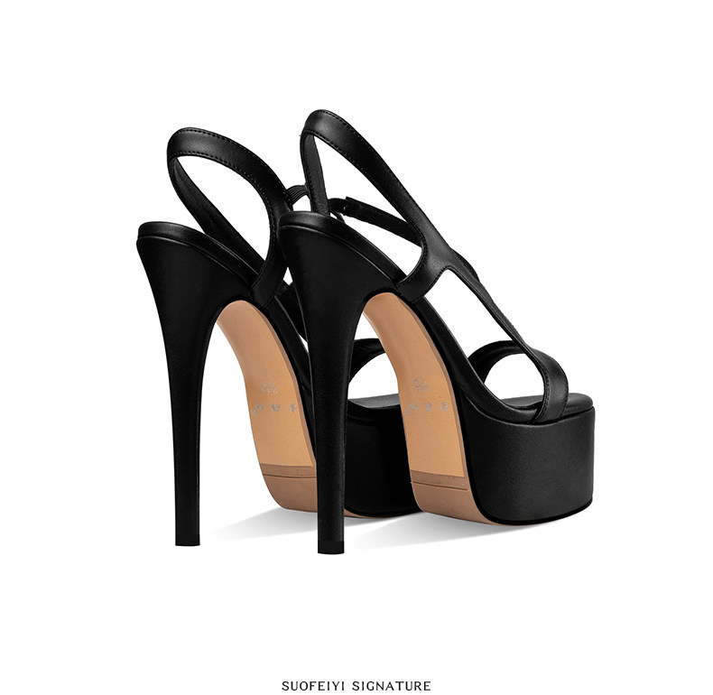 Sandal cao gót nữ hở mũi quai mảnh phong cách Pháp, gót nhọn 12-15 cm, đế platform chống mỏi — Đen Cao gót 15cm 91531, Đen Cao gót 13cm 91231, Đen Cao gót 12cm 18831, Vàng chanh Cao gót 15cm 91531 chi tiết 4