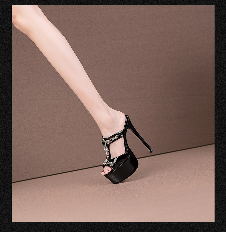 Sandal cao gót nữ hở mũi phong cách Pháp đính đá, gót nhọn 12–15 cm — Đen Cao Gót 12cm, Trắng Cao Gót 12cm, Đen Cao Gót 13cm, Trắng Cao Gót 13cm chi tiết 4