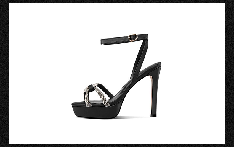 Sandal cao gót nữ hở mũi đế platform chống nước, gót nhọn 9 cm — Kê, Hồng Đậu chi tiết 11