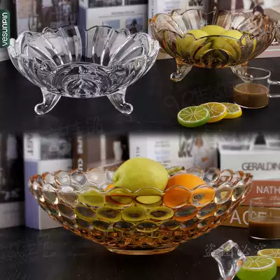 Net celebrity modern glass fruit plate creative living room household fruit basket European-style crystal fruit plate snack plate large