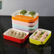 Japanese melamine hot pot plate color rectangular dish stacking barbecue plate imitation porcelain string incense shallow plate Small bowl dish plate