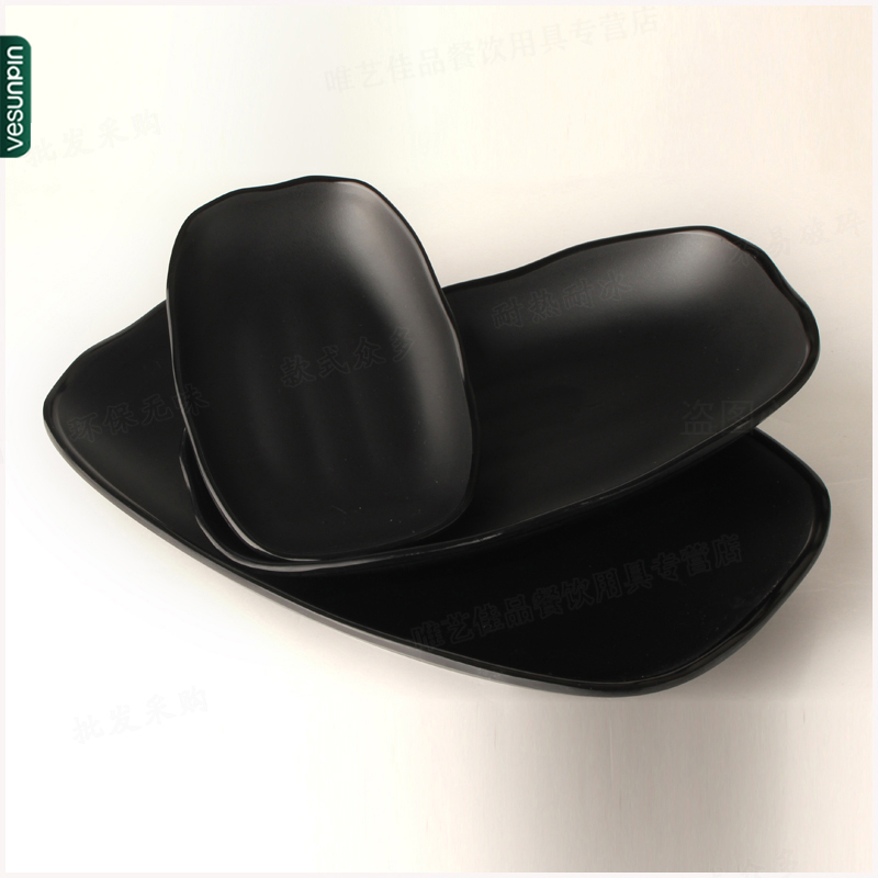 Meijiabao Black Frosted Tableware Japanese melamine imitation plate plastic hot pot shop plate B399
