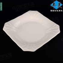 Fengmei melamine plate hotel 8 inch lace square plate flat plate special dish plate imitation porcelain plate white P097