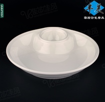 Fengmei thickened melamine tableware imitation porcelain Disc 10 inch European style two grid plate fried rice plate deep plate soup plate large P125