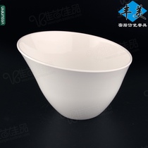 Fengmei melamine tableware imitation porcelain bowl special diagonal bowl Creative Bowl buffet seasoning bowl White B004