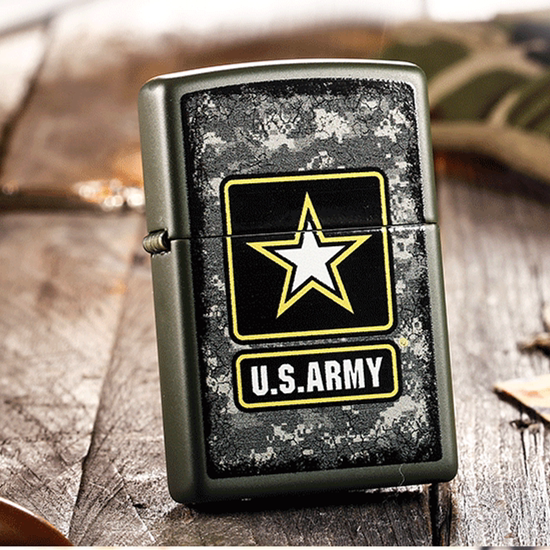 带美国本土红封条zippo芝宝打火机正品军绿迷彩陆军五星原装正版