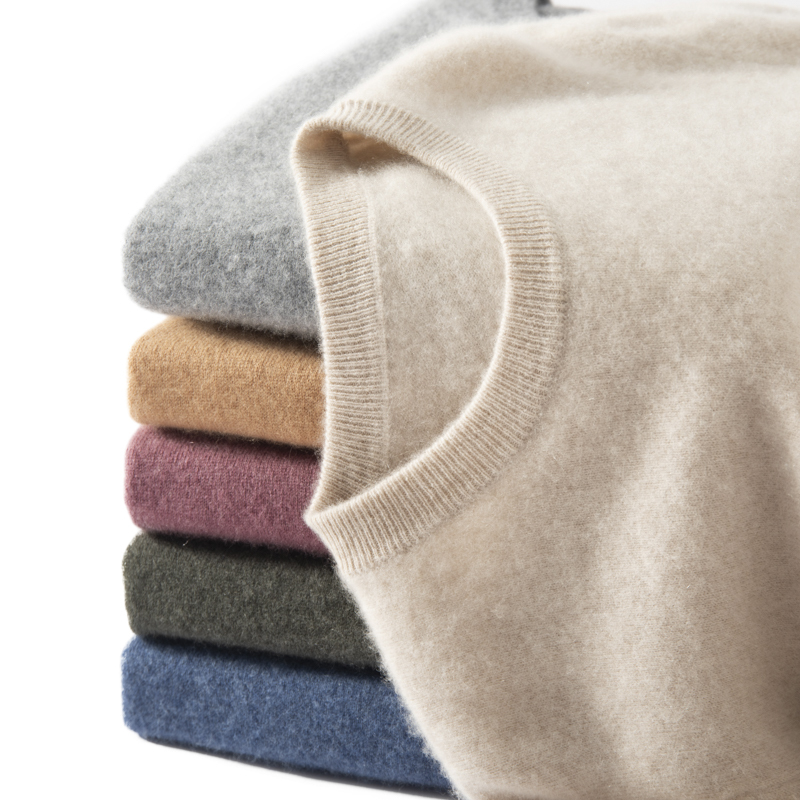 100% Cashmere 12-Gauge Single-Ply Round-Neck Autumn and Winter Men's Solid Color Skin-Friendly Business Casual Warm Cashmere Sweater