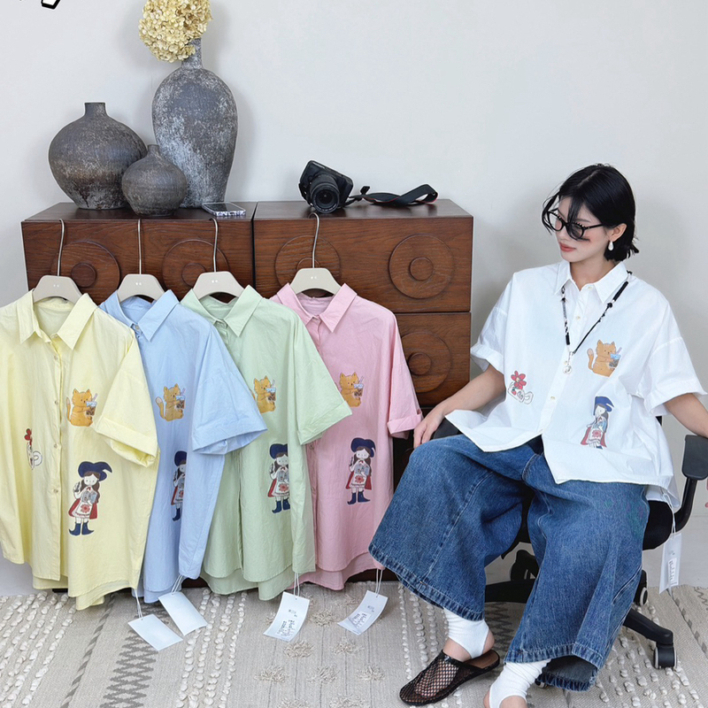 Mujia-Printed Design Versatile Short-Sleeved Shirt Recommended Shirt 35518